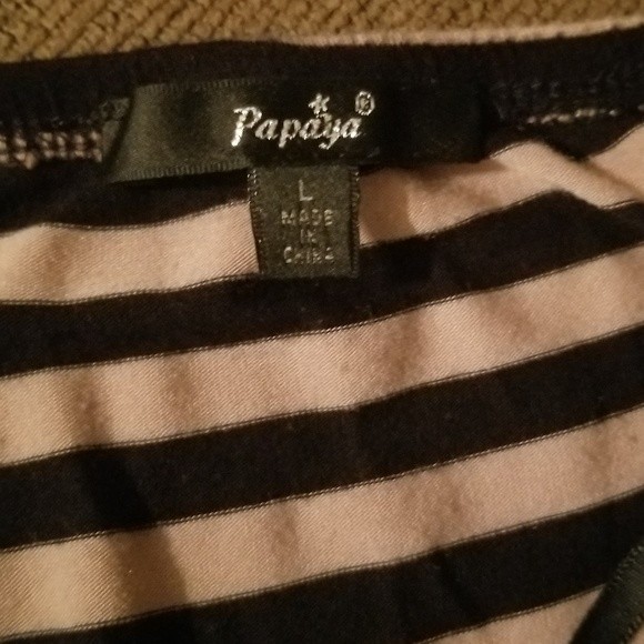 Papaya Strapless Maxi Dress L Tan Brown and Black Striped Faux Button Detail - Picture 4 of 5